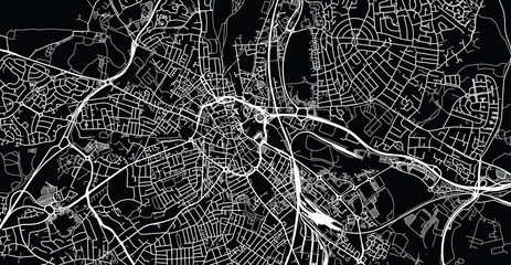 Urban vector city map of Derby, England