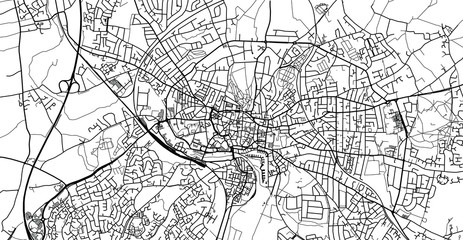 Urban vector city map of Ipswich, England