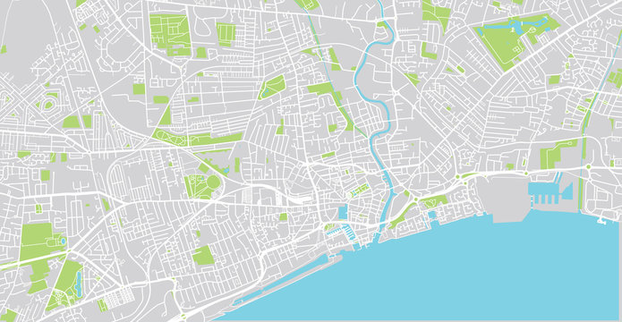 Urban vector city map of Hull, England