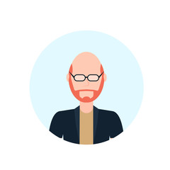 redhead man avatar isolated bald head faceless male cartoon character portrait flat vector illustration