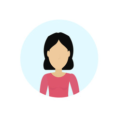 asian woman avatar isolated faceless female cartoon character portrait flat vector illustration