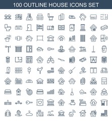 house icons. Set of 100 outline house icons included building, isoclean houselated, home with heart, home connection on white background. Editable house icons for web, mobile and infographics.