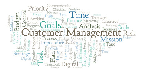 Fototapeta na wymiar Customer Management word cloud, made with text only.