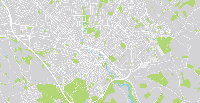 Urban vector city map of Luton, England
