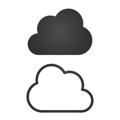 Clouds Icons. Black Flat Design and linear. Vector Illustration.