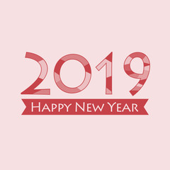 Happy New Year 2019. Creative happy new year 2019 design. EPS 10 vector illustration for design. All in a single layer. Vector illustration. Happy New Year 2019 on red background.