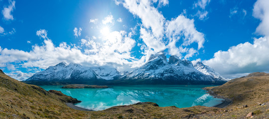 Cuernos del Paine mountains in Torres del Paine National Park in Chile