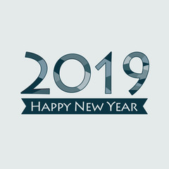 Happy New Year 2019. Creative happy new year 2019 design. EPS 10 vector illustration for design. All in a single layer. Vector illustration. Happy New Year 2019 on blue background.