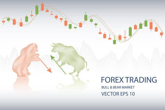abstract of bull and bear symbols market trading,vector