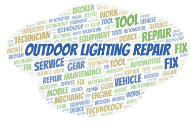 Outdoor Lighting Repair word cloud.