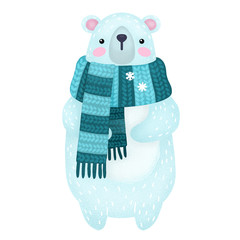 cute children illustration with animal teddy bear. Christmas card. - 236255951