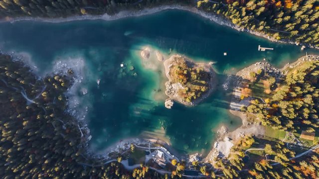 Aerial footage from the beautiful Lake Cauma surrounded by the mountains, located in Flims, Switzerland. Filmed during the sunrise with the DJI Inspire 2 drone in 5.2k RAW and downscaled to 4k.