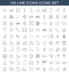 icons icons. Set of 100 line icons icons included volume, hands washing, skirt, couple, satellite, take away food on white background. Editable icons icons for web, mobile and infographics.