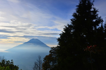 The Mountain panorama from sekunir Village Wonderful indonesia