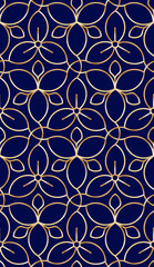 Fototapeta premium Golden wire seamless flower pattern