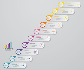 10 steps staircase Infographic element for presentation. EPS 10.	