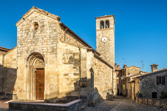 View at the Church of San Giorgio in Vigoleno near Vernasca in Italy
