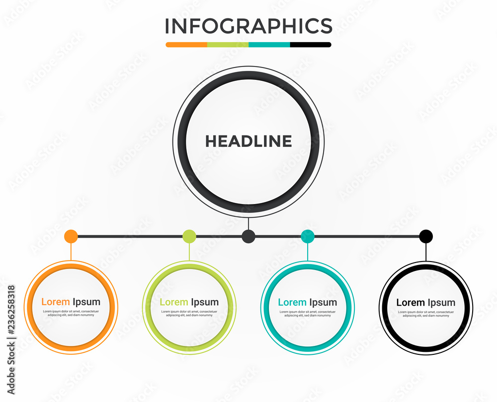 Poster infograhpic business presentation template. diagram with 4 steps, options, or processes.