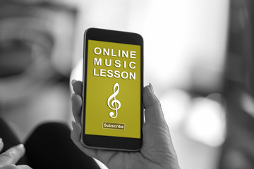 Online music lesson concept on a smartphone