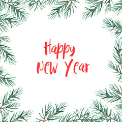 Obraz premium Frame with watercolor New Year tree.