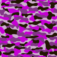 Сamouflage vector seamless pattern in purple color. Military disguise for the desert. Khaki texture. Can be used as print on clothes, wrapping paper, design of banners.