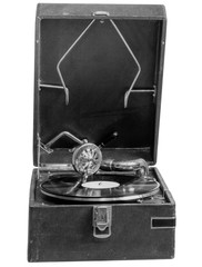 vintage gramophone with vinyl disc
