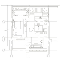 Standard furniture symbols on floor house plans