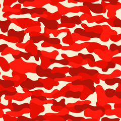 Creative camouflage vector seamless pattern. Military backdrop in red colors. EPS10. Can be used as print on clothes, wrapping paper, design of banners.