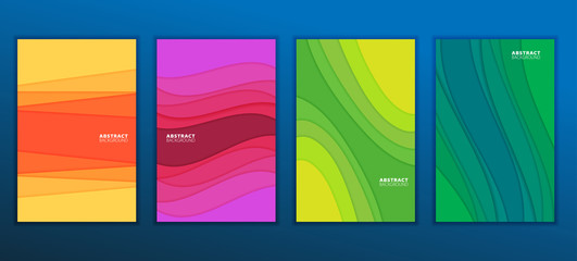 Obraz premium Set of minimal template in paper cut style design for branding, advertising with abstract shapes. Vector illustration.