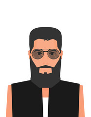Flat cartoon hipster character, vector illustration