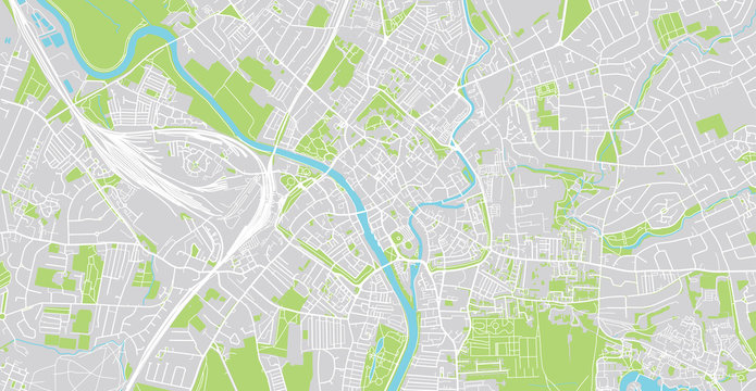 Urban vector city map of York, England