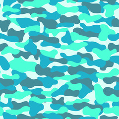 Сamouflage vector texture. Seamless pattern in turquoise and mint color. Can be used as print on clothes, cover, wrapping paper, design of banners. EPS10.
