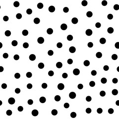 Random dotted seamless pattern. Simple geometric background in black and white. Vector illustration.