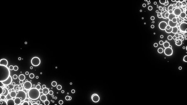 Activity circles in the corners of the screen.Chaotic particles and lines. Applicable for technology, communication, social media background.Seamless loop.