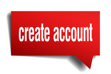 create account red 3d speech bubble