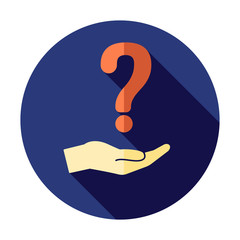 Question hand. Question mark icon holding by hand. Have a questions concept. Faq sign. Conceptual symbol icon. Business problem.  Answer, think. Ask help icon