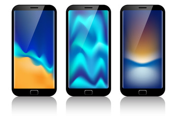 mobile screen with color gradient background and gloss glass design,vector