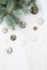 christmas tree on white wood blackground