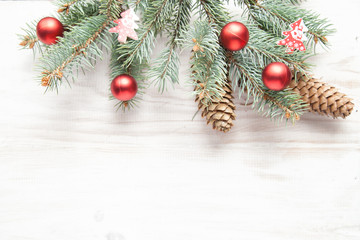 christmas tree on white wood blackground