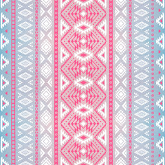 Seamless geometric pattern. Watercolor texture. Pink and blue gradient. Vector illustration.