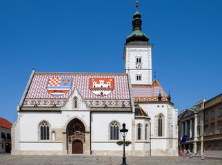 Fototapeta premium 13th-century St Mark’s Church in Zagreb