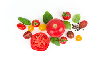 Pasta cooking set. Fresh ingredients for simple pasta recipe with tomatoes and olives.