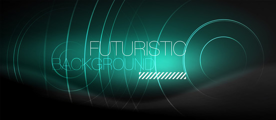 Dark abstract background with glowing neon circles