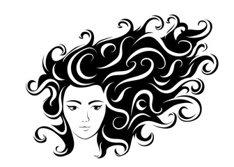 black and white illustration of a young 