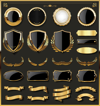 Luxury gold badge and labels design elements collection 