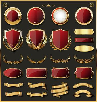 Luxury gold badge and labels design elements collection 