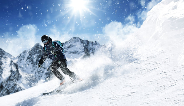 Winter skie and sunny day 