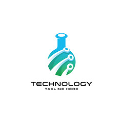 Modern techno lab logo, technology, chip, circuit and laboratory vector icon