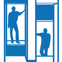 Handgezeichneter Aufzug in dunkelblau