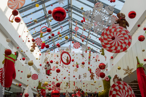 Abstract Background Of New Year S Decor In The Mall Airport